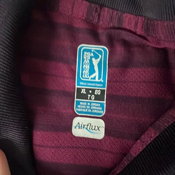 NWOT PGA Tour Airflux Purple Stripes Men’s Polo Golf Shirt Top Collared XL - Picture 3 of 4